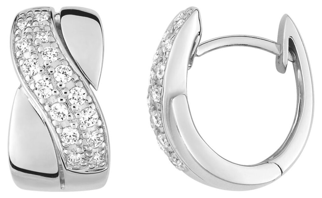 Boucles d'oreilles Créoles Or Blanc 18k Diamant 0.38ct GH SI