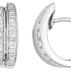 Boucles d'oreilles Créoles Or Blanc 18k Diamant 0.73ct GH SI