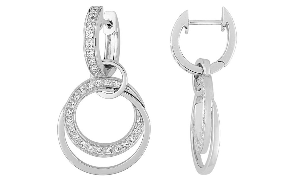 Boucles d'oreilles Créoles Or Blanc 18k Diamant 0.3ct GH SI