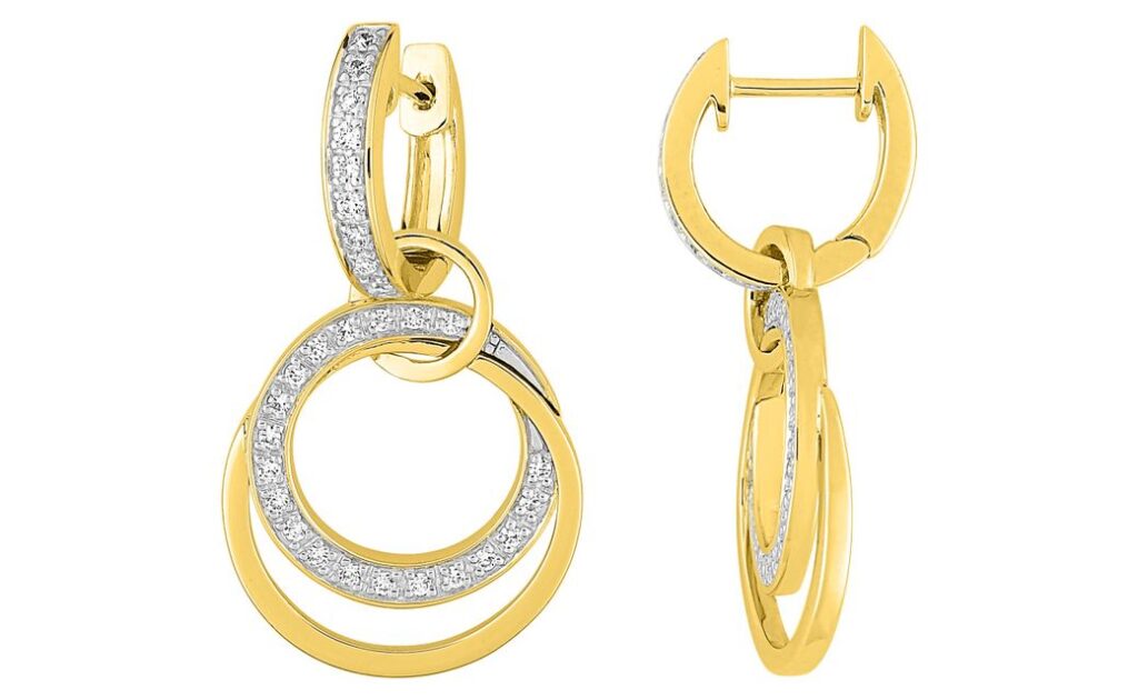 Boucles d'oreilles Créoles Or 18k Rhodié Diamant 0.3ct GH SI