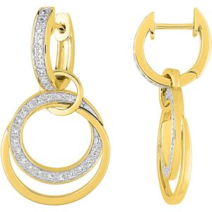 Boucles d'oreilles Créoles Or 18k Rhodié Diamant 0.3ct GH SI