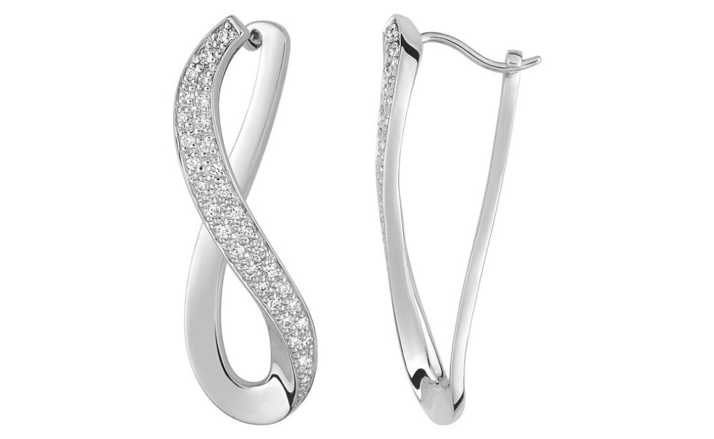 Boucles d'oreilles Créoles Or Blanc 18k Diamant 0.39ct GH SI