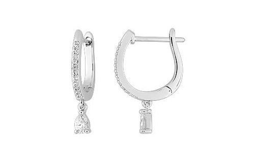 Boucles d'oreilles Créoles Or Blanc 18k Diamant 0.4ct GH SI