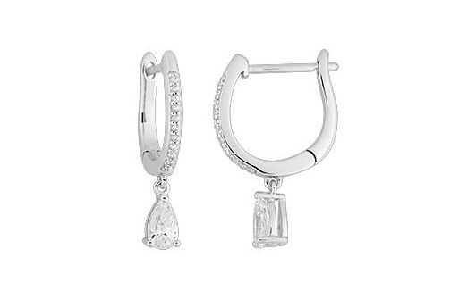 Boucles d'oreilles Créoles Or Blanc 18k Diamant 0.57ct GH SI