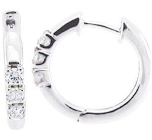 Boucles d'oreilles Créoles Or Blanc 18k Diamant 0.17ct GH P1P2