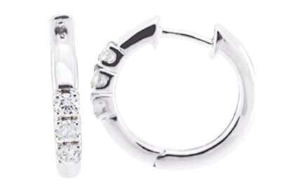 Boucles d'oreilles Créoles Or Blanc 18k Diamant 0.17ct GH P1P2