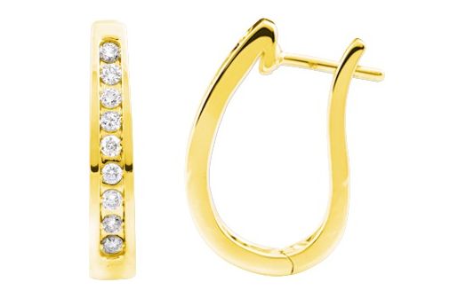 Boucles d'oreilles Créoles Or 18k Diamant 0.25ct GH P1P2