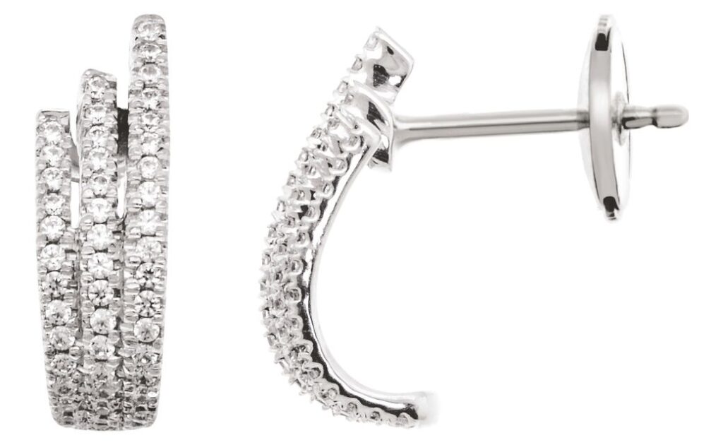 Boucles d'oreilles Créoles Or Blanc 18k Diamant 0.28ct GH P1P2