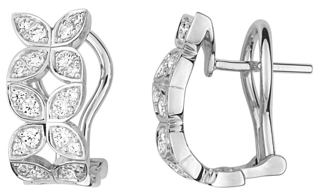 Boucles d'oreilles Créoles Or Blanc 18k Diamant 0.52ct GH SI