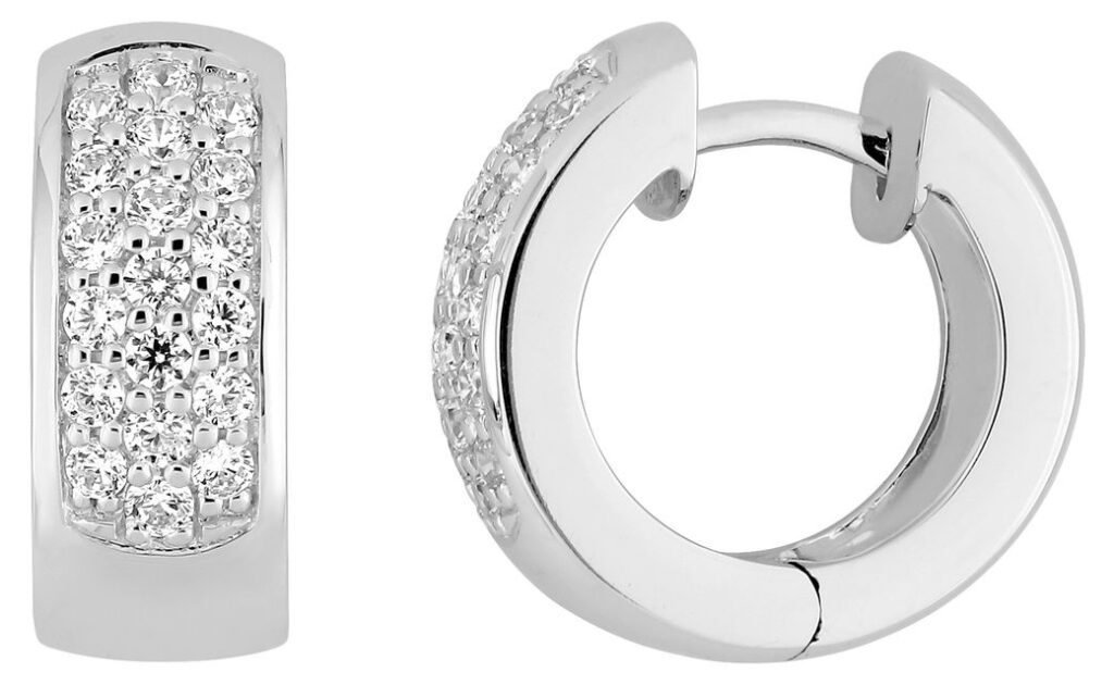 Boucles d'oreilles Créoles Or Blanc 18k Diamant 0.52ct GH SI