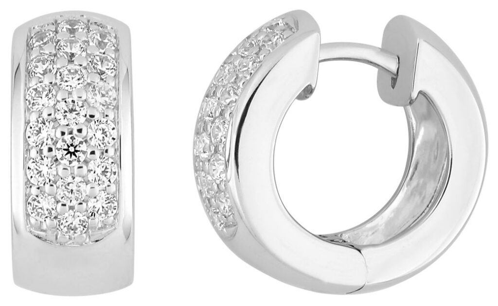 Boucles d'oreilles Créoles Or Blanc 18k Diamant 0.72ct GH SI