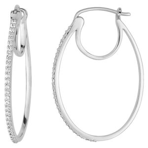 Boucles d'oreilles Créoles Or Blanc 18k Diamant 0.22ct GH SI