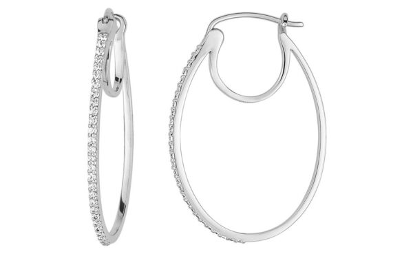 Boucles d'oreilles Créoles Or Blanc 18k Diamant 0.22ct GH SI