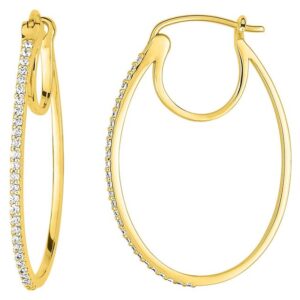 Boucles d'oreilles Créoles Or 18k Diamant 0.22ct GH SI