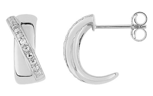 Boucles d'oreilles Créoles Or Blanc Diamant 0.01ct GH P2