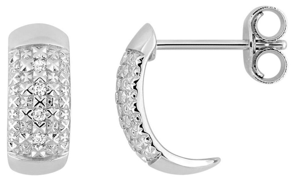 Boucles d'oreilles Créoles Or Blanc Diamant 0.03ct GH P2