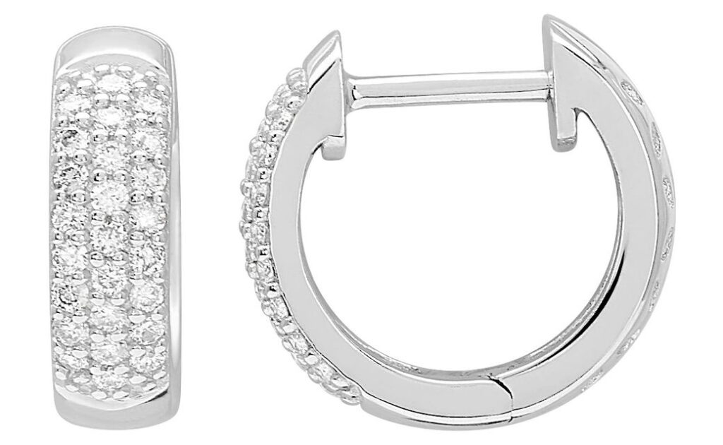 Boucles d'oreilles Créoles Or Blanc 18k Diamant 0.25ct GH P1