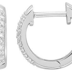 Boucles d'oreilles Créoles Or Blanc 18k Diamant 0.25ct GH P1