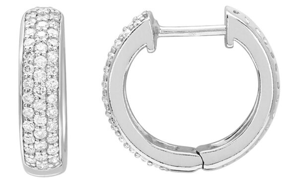 Boucles d'oreilles Créoles Or Blanc 18k Diamant 0.5ct GH P1