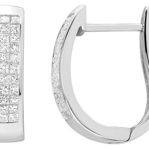 Boucles d'oreilles Créoles Or Blanc 18k Diamant 0.5ct GH SI