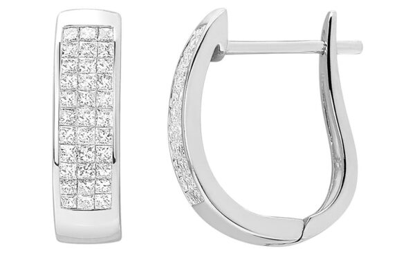 Boucles d'oreilles Créoles Or Blanc 18k Diamant 0.5ct GH SI