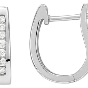 Boucles d'oreilles Créoles Or Blanc 18k Diamant 0.15ct GH P1