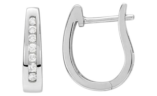 Boucles d'oreilles Créoles Or Blanc 18k Diamant 0.15ct GH P1