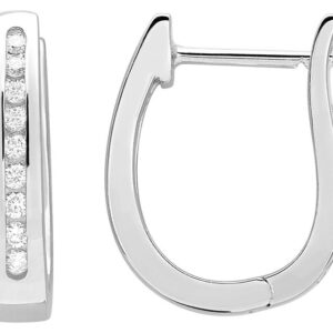 Boucles d'oreilles Créoles Or Blanc 18k Diamant 0.25ct GH P1