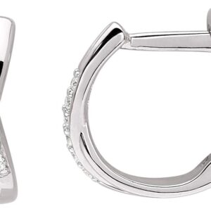 Boucles d'oreilles Créoles Or Blanc 18k Diamant 0.08ct GH P1