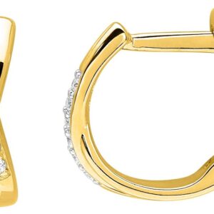 Boucles d'oreilles Créoles Or 18k Diamant 0.08ct GH P1