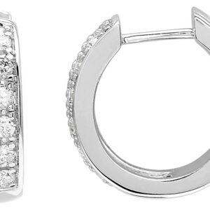 Boucles d'oreilles Créoles Or Blanc 18k Diamant 0.35ct GH P1