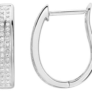 Boucles d'oreilles Créoles Or Blanc 18k Diamant 0.18ct GH P1