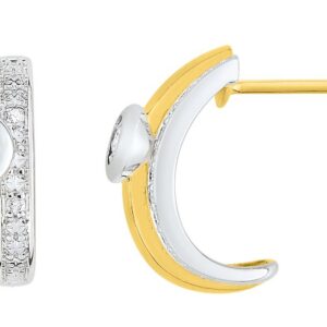 Boucles d'oreilles Créoles Or Jaune et Blanc 18k Diamant 0.07ct GH P1