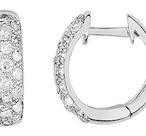 Boucles d'oreilles Créoles Or Blanc 18k Diamant 0.25ct GH P1