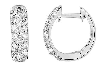 Boucles d'oreilles Créoles Or Blanc 18k Diamant 0.25ct GH P1