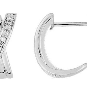 Boucles d'oreilles Créoles Or Blanc 18k Diamant 0.03ct GH P1