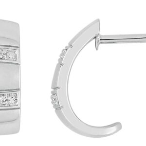 Boucles d'oreilles Créoles Or Blanc 18k Diamant 0.03ct GH P1