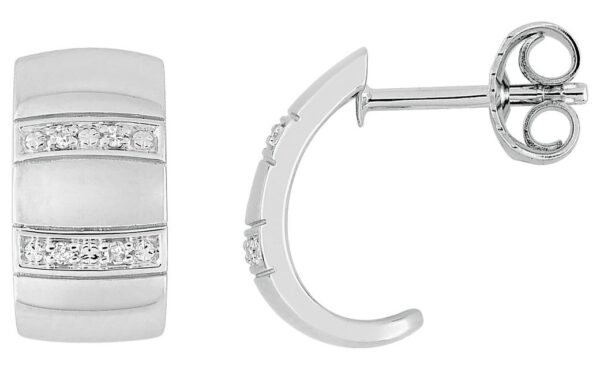 Boucles d'oreilles Créoles Or Blanc 18k Diamant 0.03ct GH P1