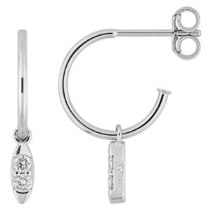 Boucles d'oreilles Créoles Or Blanc Diamant 0.12ct GH P2 Cornaline