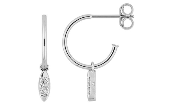 Boucles d'oreilles Créoles Or Blanc Diamant 0.12ct GH P2 Cornaline