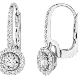 Boucles d'oreilles Dormeuses Or Blanc 18k Diamant 0.44ct GH SI