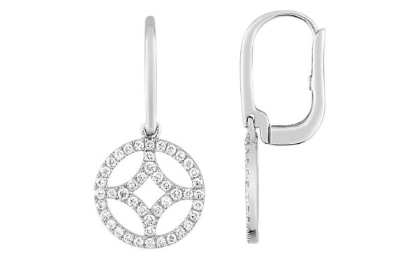 Boucles d'oreilles Dormeuses Or Blanc 18k Diamant 0.39ct GH SI