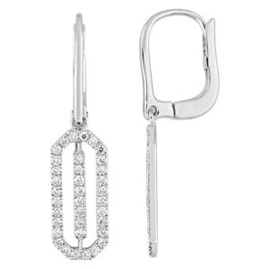 Boucles d'oreilles Dormeuses Or Blanc 18k Diamant 0.36ct GH SI