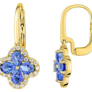 Boucles d'oreilles Dormeuses Or 18k Diamant 0.2ct GH SI Saphir