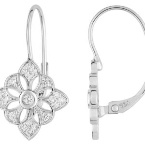 Boucles d'oreilles Dormeuses Or Blanc 18k Diamant 0.28ct GH SI