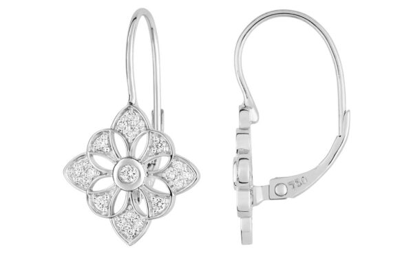 Boucles d'oreilles Dormeuses Or Blanc 18k Diamant 0.28ct GH SI