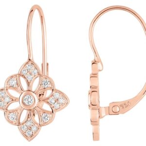 Boucles d'oreilles Dormeuses Or Rose 18k Diamant 0.28ct GH SI