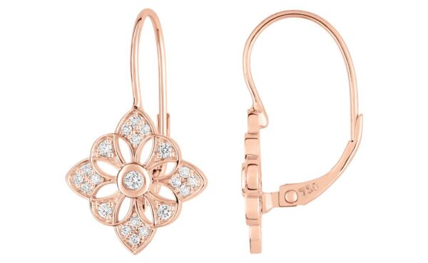 Boucles d'oreilles Dormeuses Or Rose 18k Diamant 0.28ct GH SI