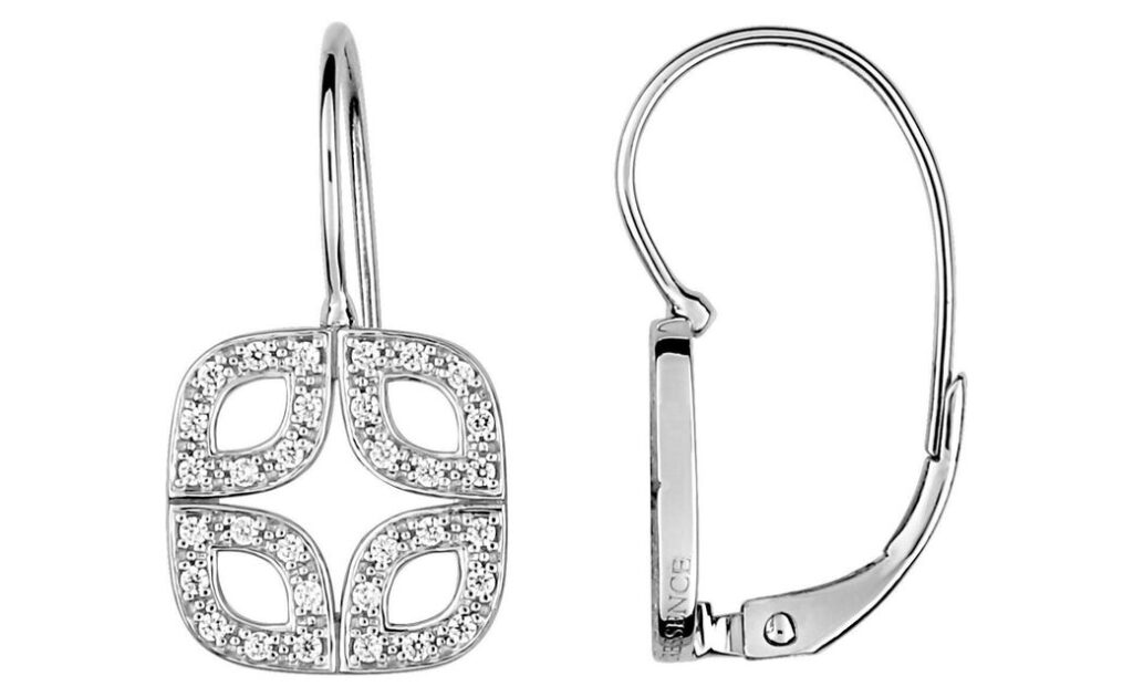 Boucles d'oreilles Dormeuses Or Blanc 18k Diamant 0.26ct GH SI