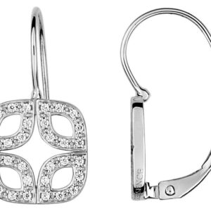 Boucles d'oreilles Dormeuses Or Blanc 18k Diamant 0.26ct GH SI